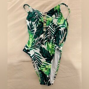 One piece green bathing suit